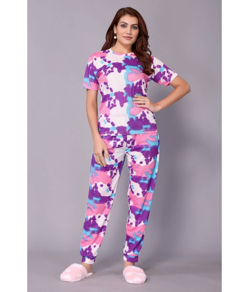 NightBlue Purple Crepe Women's Nightwear Nightsuit Sets ( Pack of 1 ) - Nightwear & Loungewear | Buy online on ZillyBuy