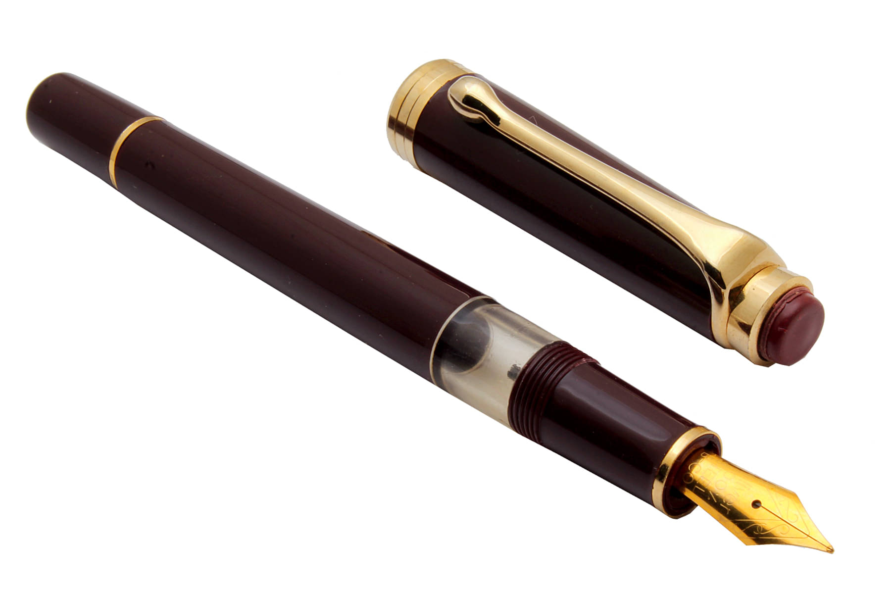     			Oliver Tulip Piston Mechanism Fountain Pen Maroon Color Body With Golden Trims & Medium Nib