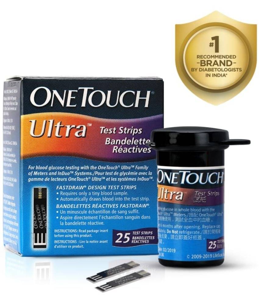 Onetouch Ultra Test Strips | Pack of 25 Strips | For Onetouch Ultra 2 & Ultra Easy Glucometers Onetouch Ultra Test Strips | Pack of 25 Strips | For Onetouch Ultra 2 & Ultra Easy Glucometers
