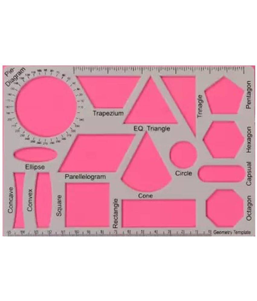     			PRANSUNITA School Geometry Template Drafting Scale Stencil - 16 Different Shapes - Very Useful to Offices Architect, Engineering Students - Pack of 1 pcs