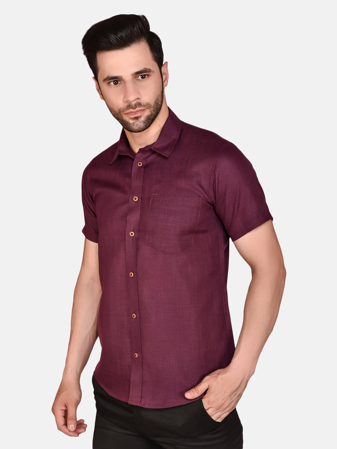 PRINTCULTR Cotton Blend Regular Fit Solids Half Sleeves Men's Casual Shirt - Purple ( Pack of 1 ) PRINTCULTR Cotton Blend Regular Fit Solids Half Sleeves Men's Casual Shirt - Purple ( Pack of 1 )