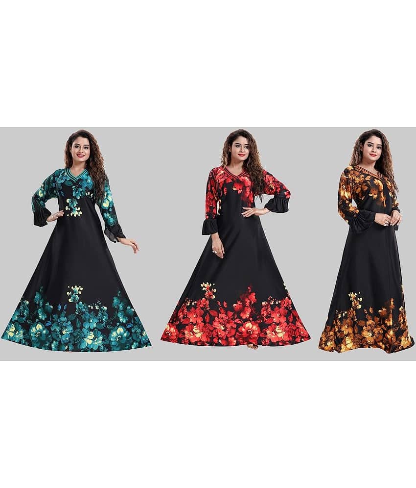 PURSA Green,Red,Mustard Satin Women's Nightwear Nighty & Night Gowns ( Pack of 3 ) - Nightwear & Loungewear | Buy online on ZillyBuy