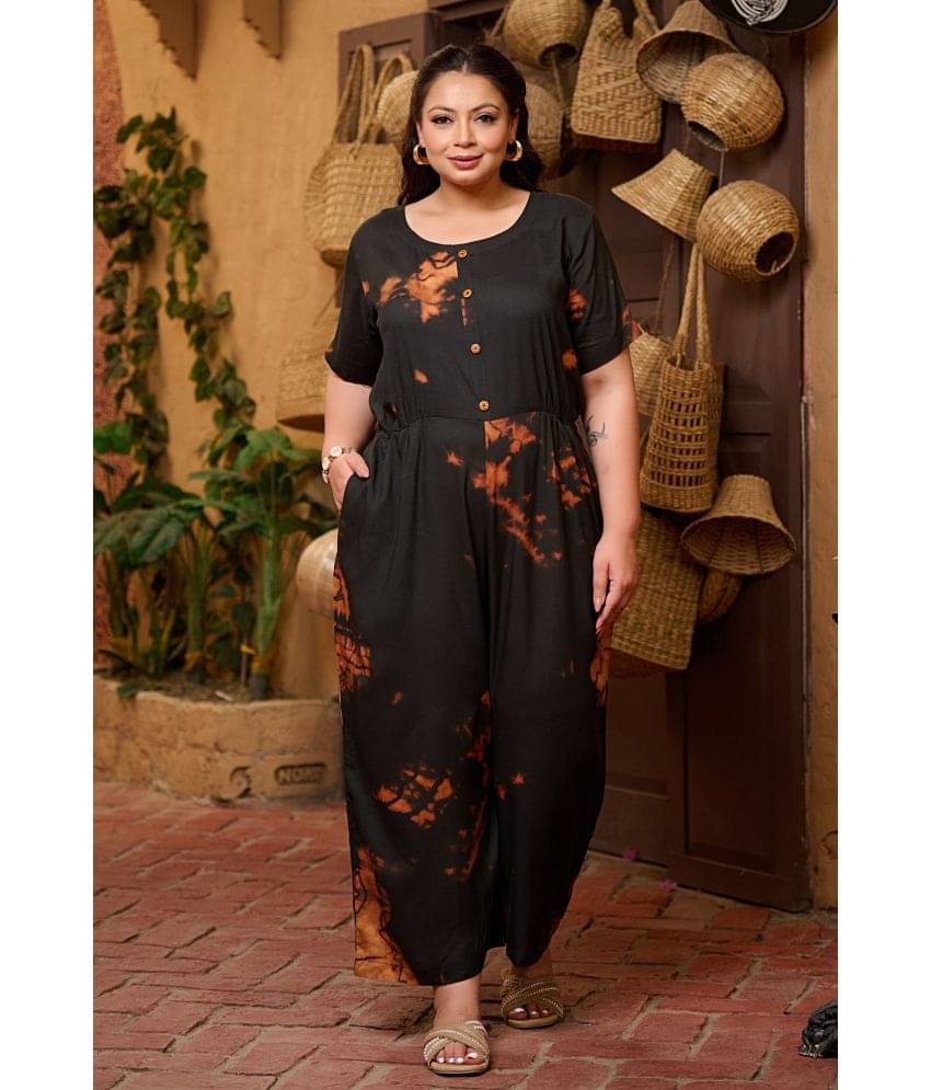 PrettyPlus by Desinoor.com Black Rayon Regular Fit Women's Jumpsuit ( Pack of 1 ) PrettyPlus by Desinoor.com Black Rayon Regular Fit Women's Jumpsuit ( Pack of 1 )