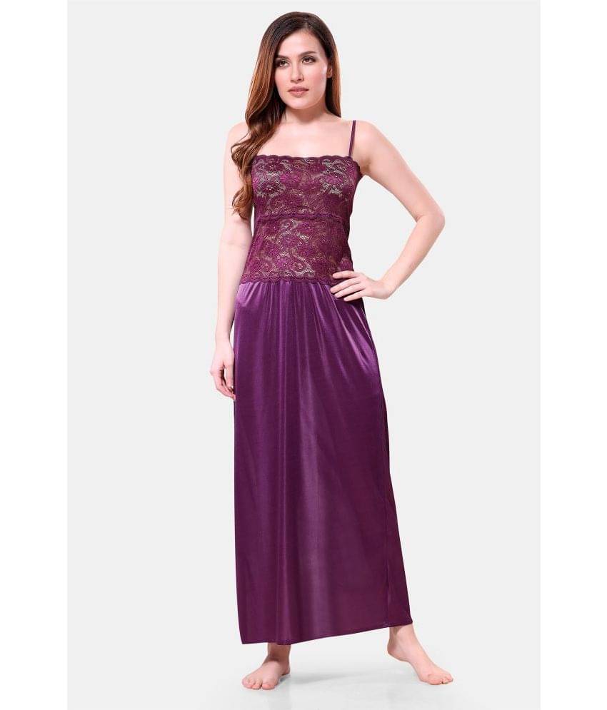     			Romaisa Purple Satin Women's Nightwear Nighty & Night Gowns ( Pack of 1 )