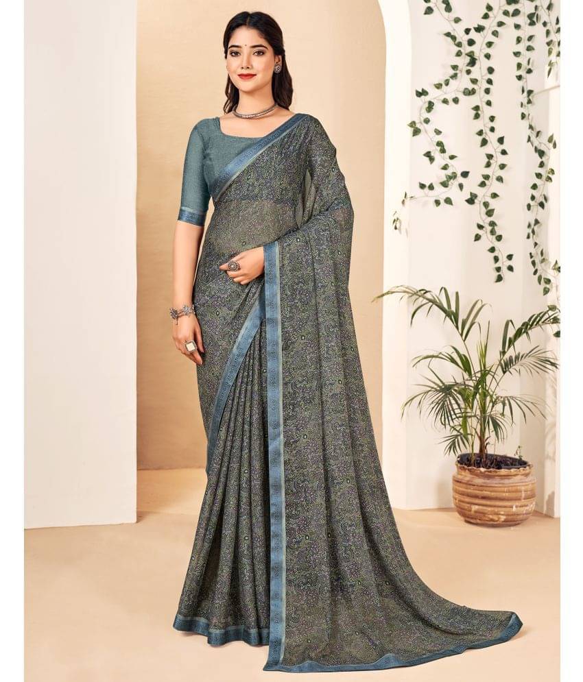 Samah Georgette Printed Saree With Unstitched Blouse Piece ( Mint Green ) Samah Georgette Printed Saree With Unstitched Blouse Piece ( Mint Green )