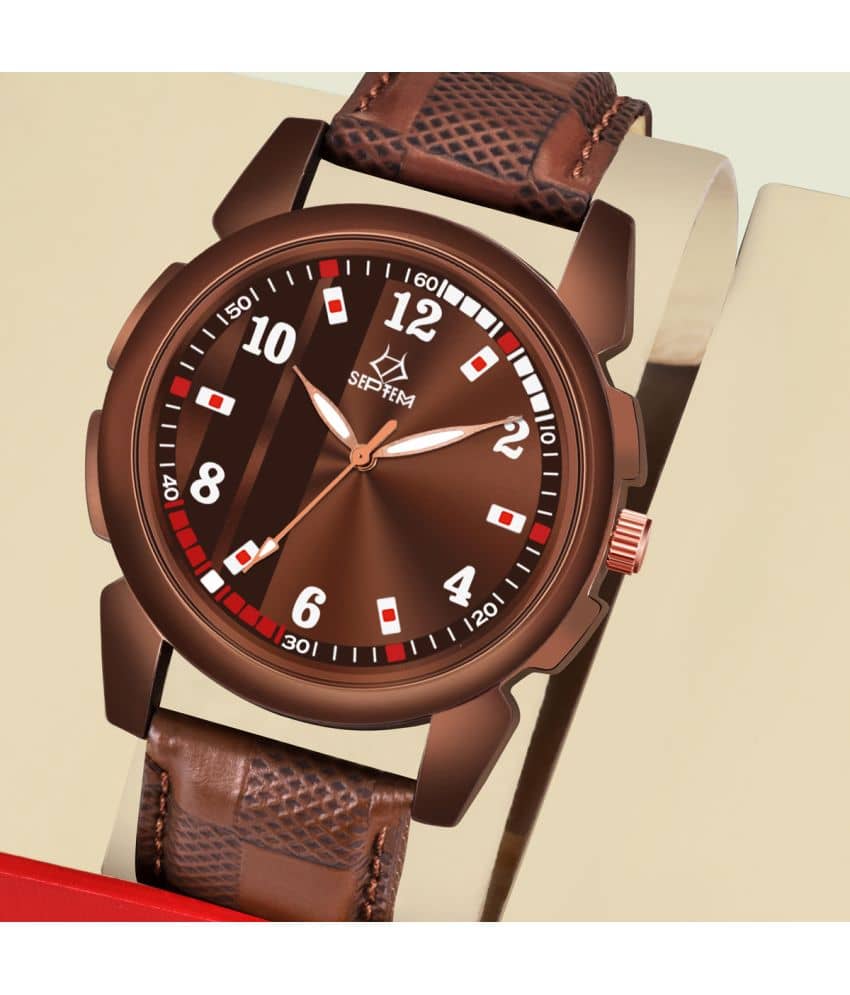 Septem Brown Leather Analog Men's Watch