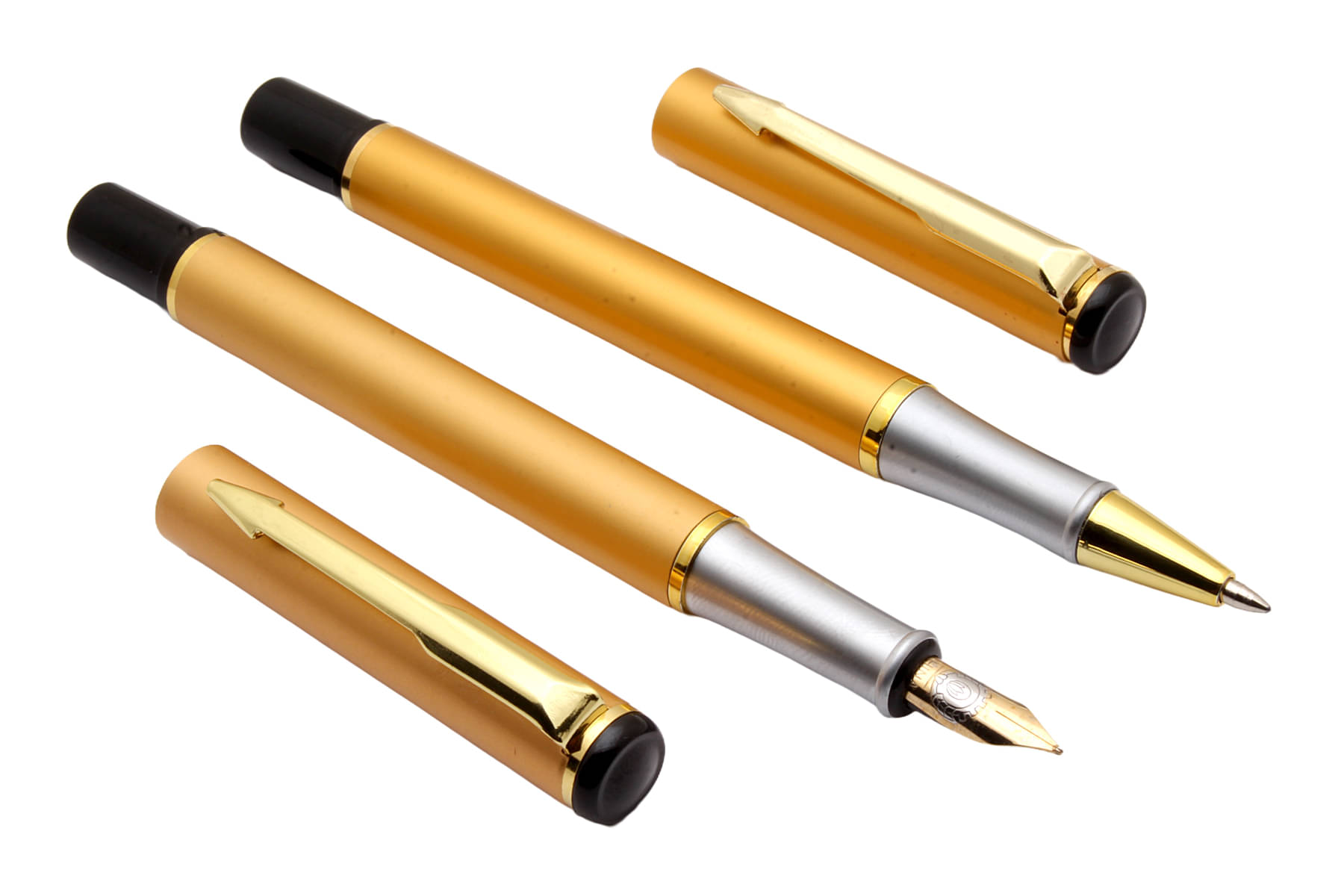     			Srpc Set Of Fountain Pen & Rollerball Pen Millennium Golden Metal Body With Arrow Clip