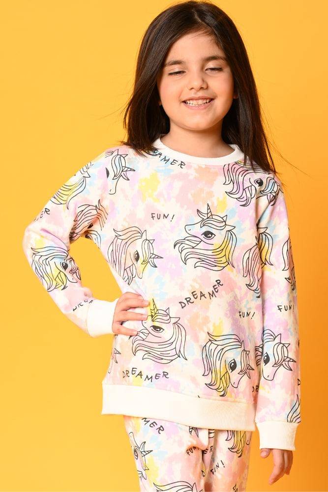     			UNICORN TIE DYE FLEECE SWEATSHIRT - WHITE