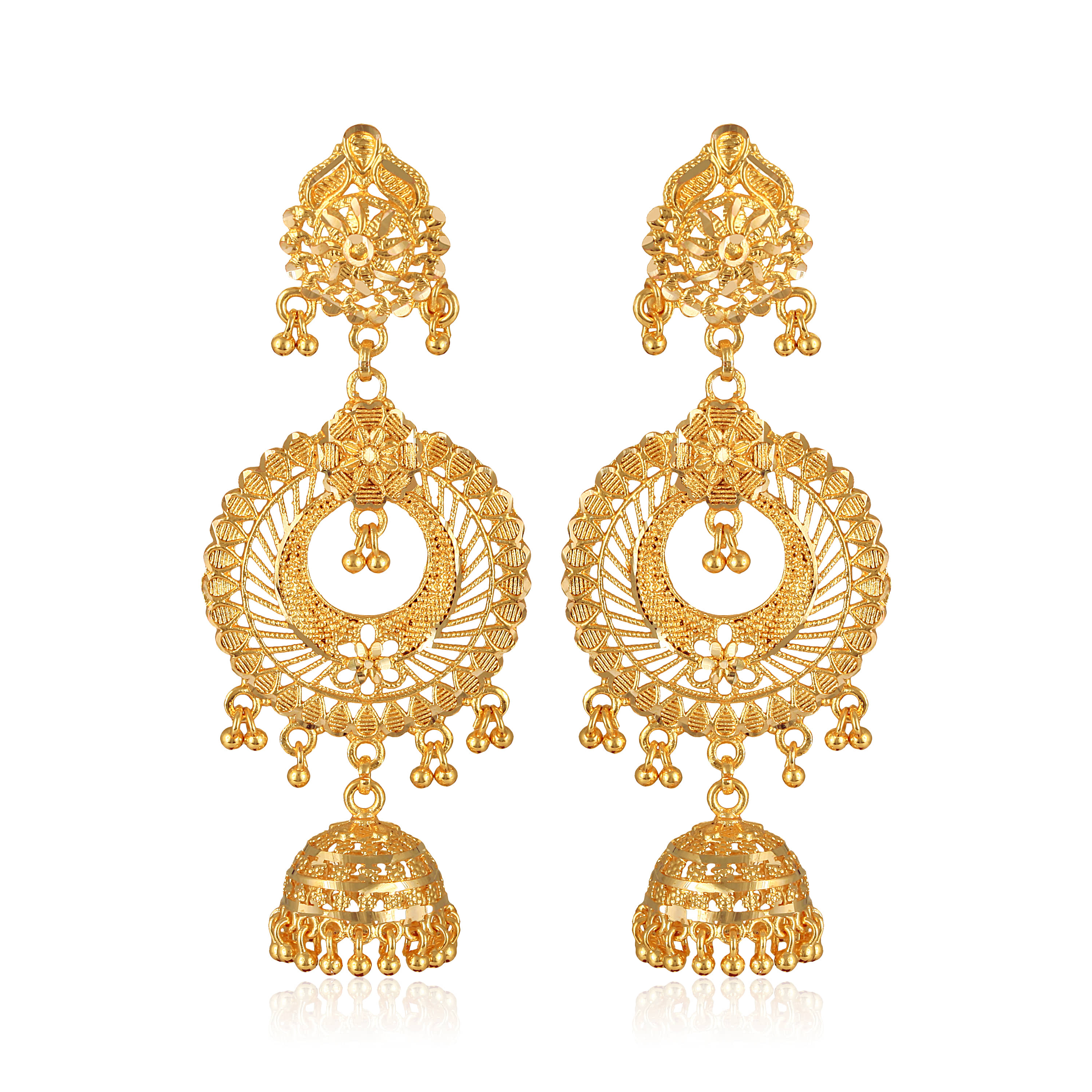 Vighnaharta Golden Jhumki Earrings ( Pack of 1 ) - Earrings | Buy online on ZillyBuy