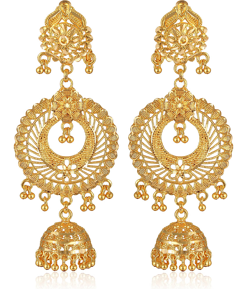Vighnaharta Golden Jhumki Earrings ( Pack of 1 ) - Earrings | Buy online on ZillyBuy