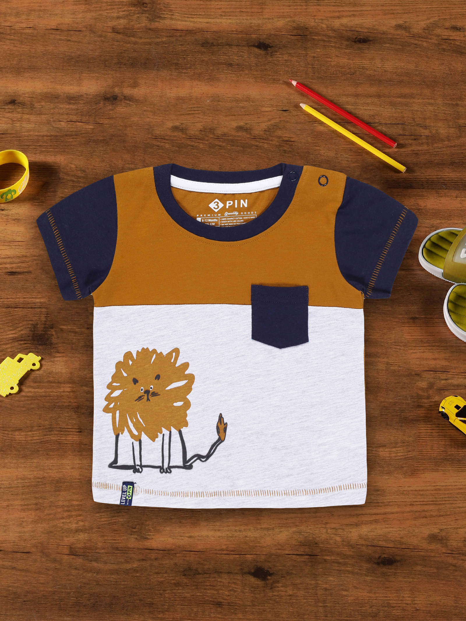     			3PIN Pack of 1 Unisex for Baby Cotton T-Shirt ( Beige )