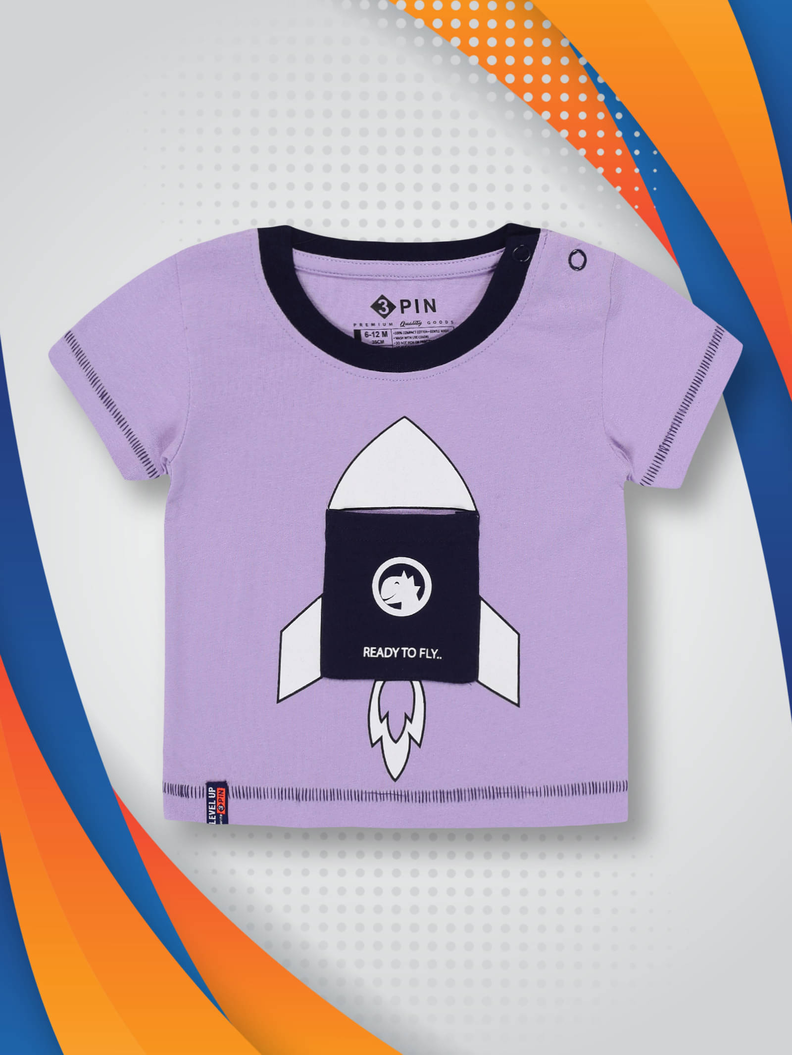     			3PIN Pack of 1 Unisex for Baby Cotton T-Shirt ( Purple )