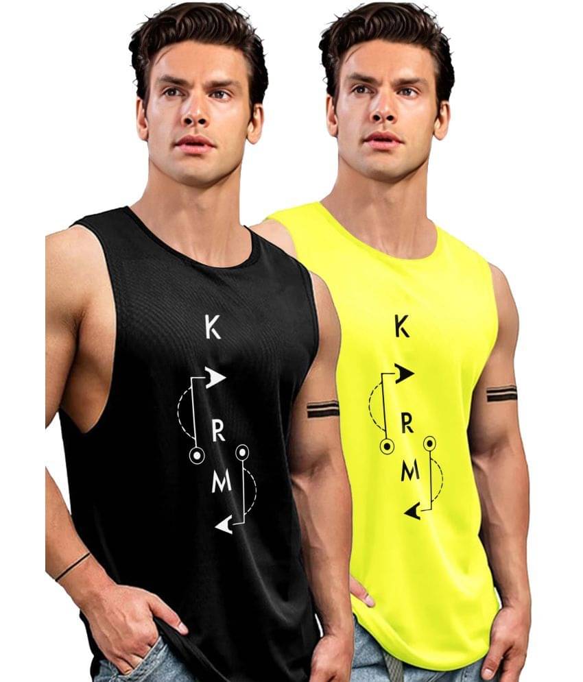 AUSK Pack of 2 Polyester Gym Vest For Men ( Black ) AUSK Pack of 2 Polyester Gym Vest For Men ( Black )