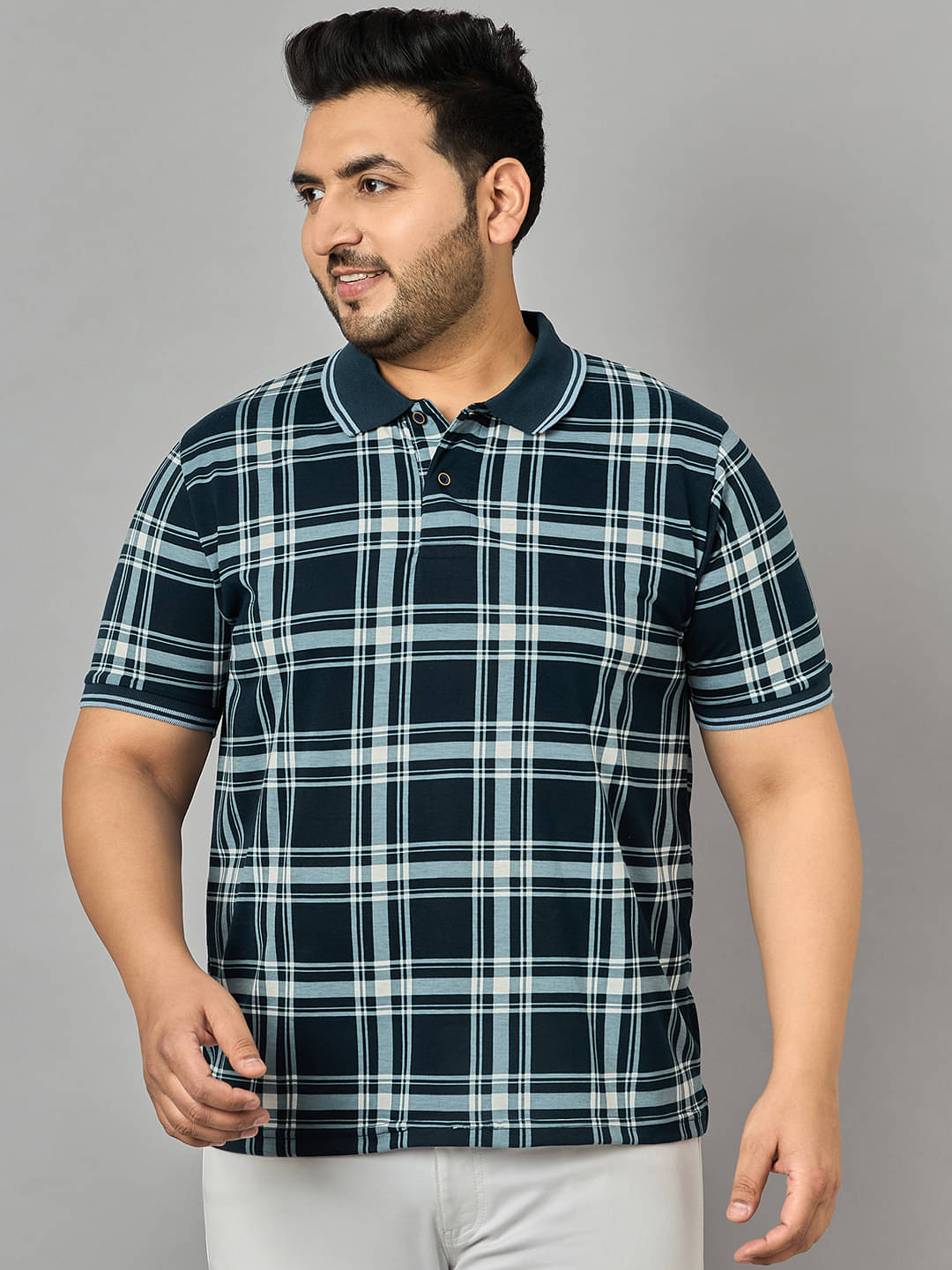 AUSTIVO Pack of 1 Cotton Blend Regular Fit Checks Half Sleeves Men's Polo T Shirt ( Multicolor ) AUSTIVO Pack of 1 Cotton Blend Regular Fit Checks Half Sleeves Men's Polo T Shirt ( Multicolor )