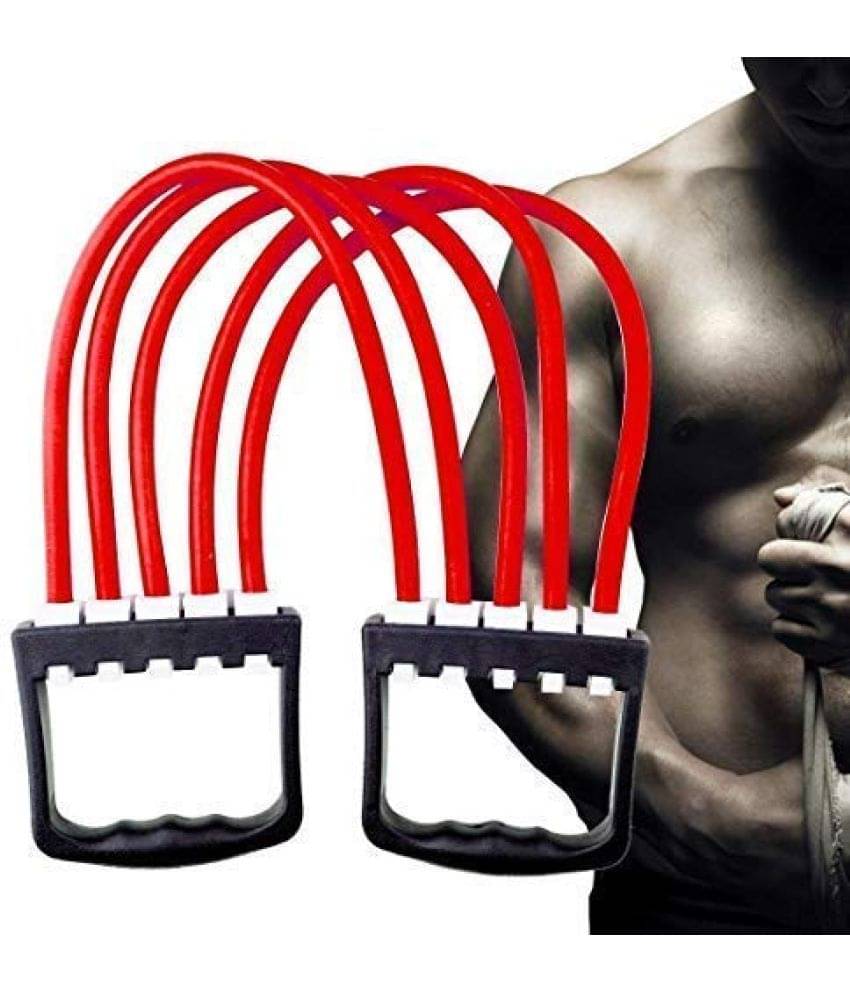     			Adjustable Multi-Function 5 Rubber Tubes Chest Expander Hand Gripper & Exerciser, Pack of 1