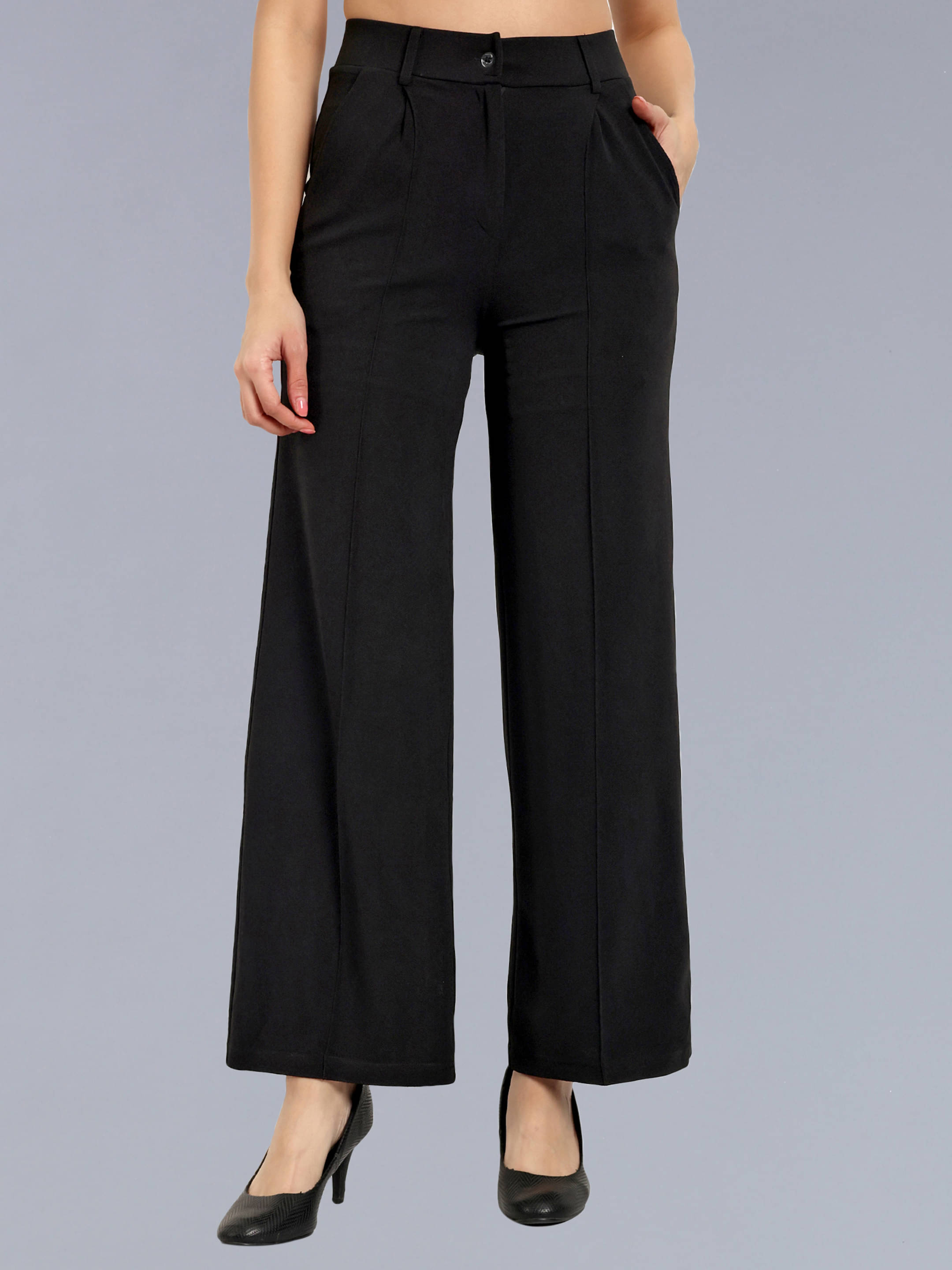     			Anjir Black Polyester Wide Leg Women's Formal Pants ( Pack of 1 )