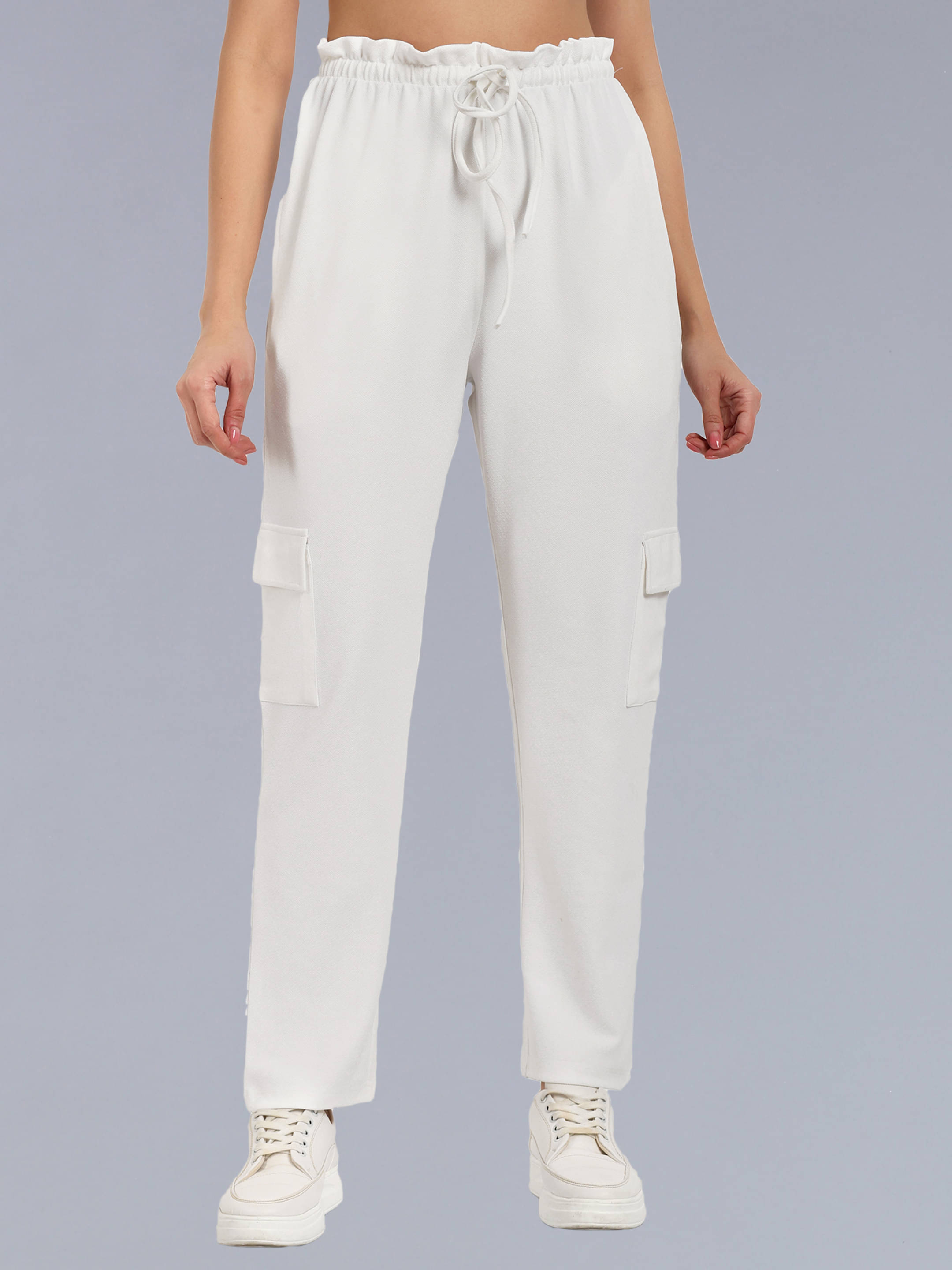     			Anjir White Polyester Wide Leg Women's Casual Pants ( Pack of 1 )