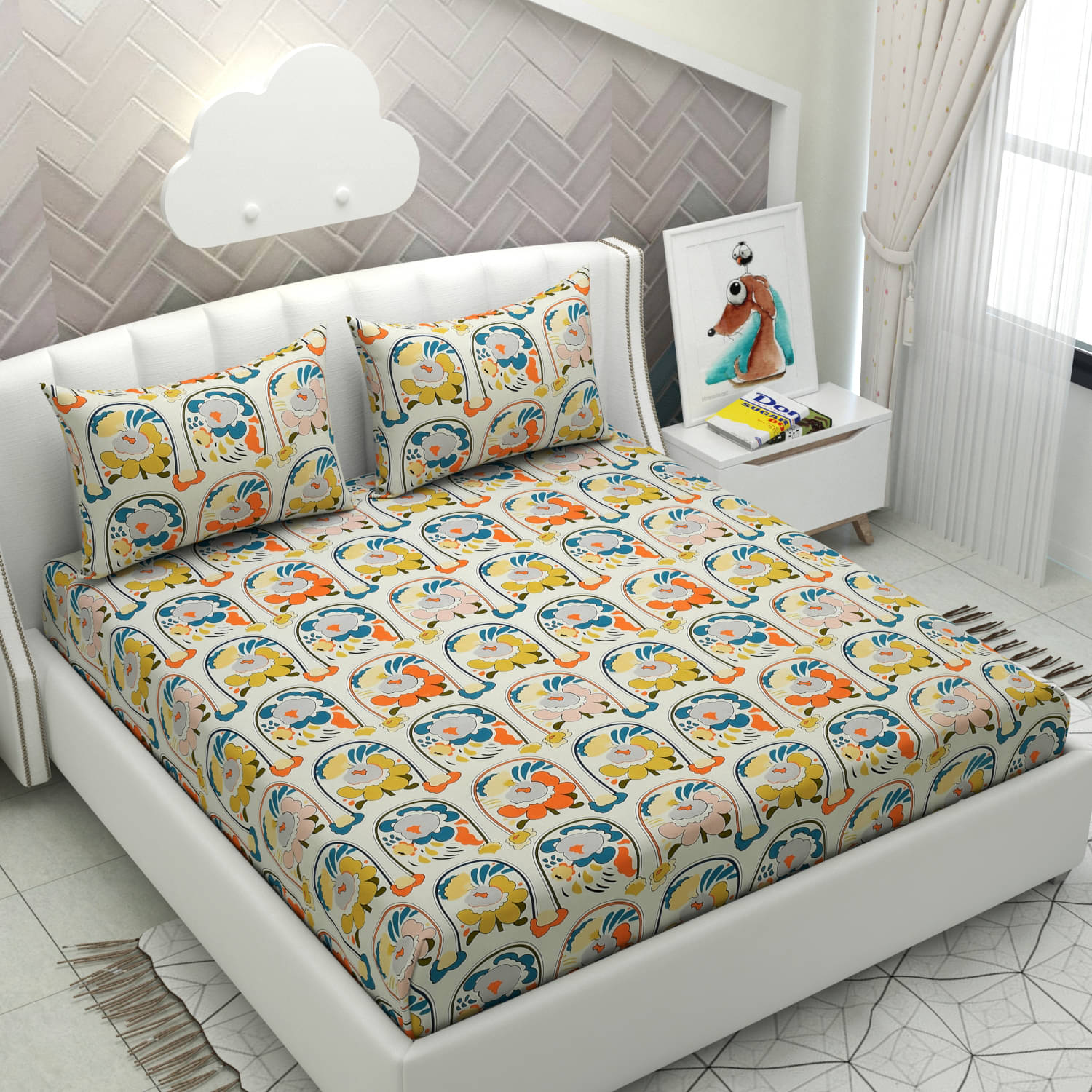     			Apala Microfiber 1 Double King Bedsheet with 2 Pillow Covers ( Cream )