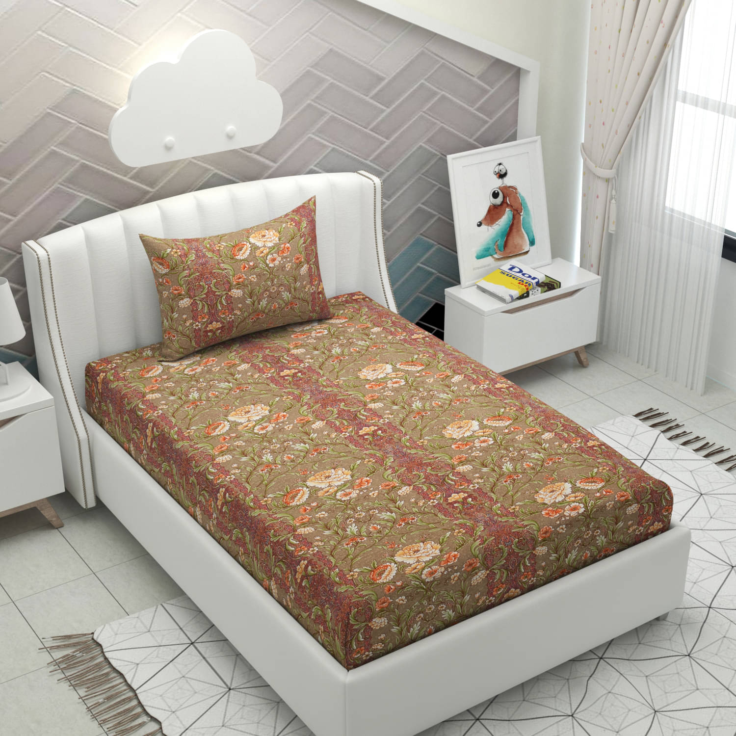     			Apala Microfiber 1 Single Bedsheet with 1 Pillow Cover ( Brown )