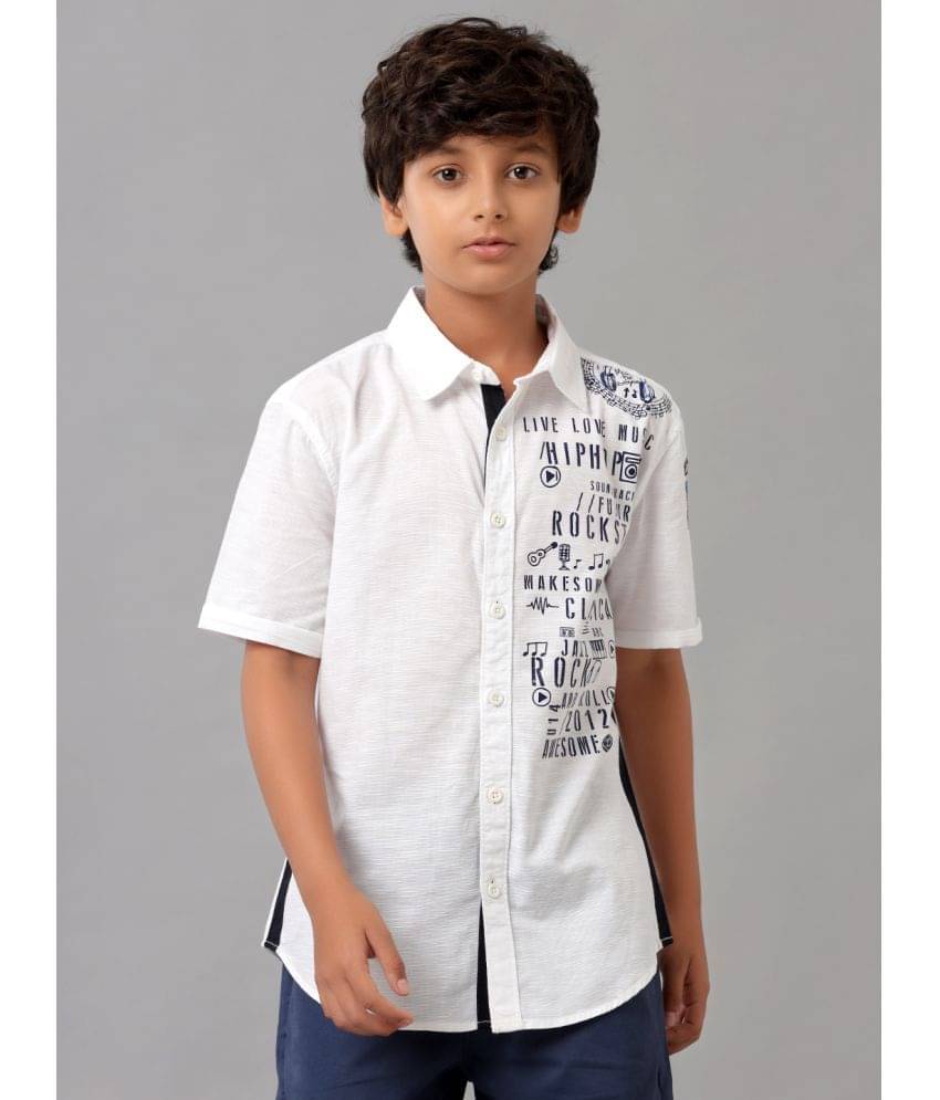    			Under Fourteen Only Pack of 1 Boys 100% Cotton Half Sleeves Shirt ( White )