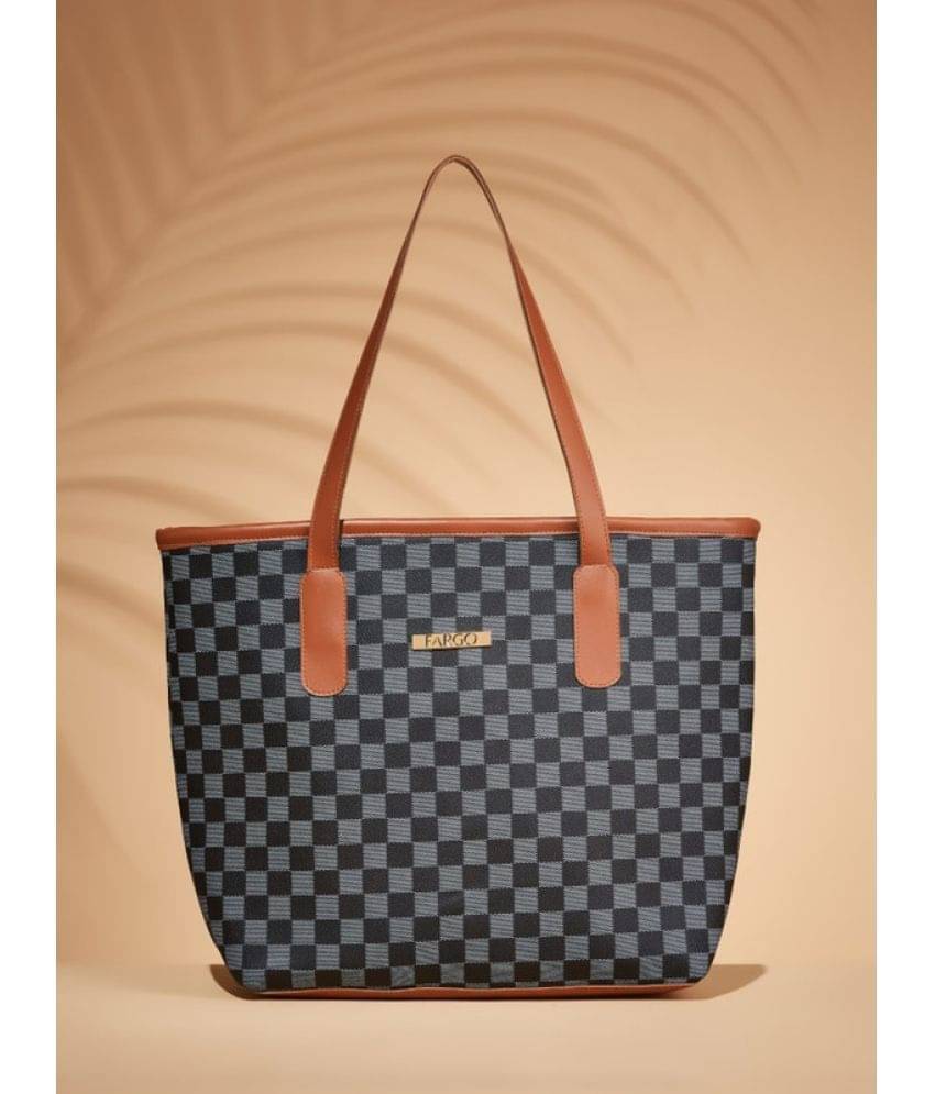     			Fargo Black PU Tote Bag