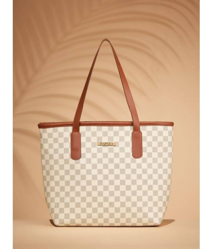     			Fargo Cream PU Tote Bag