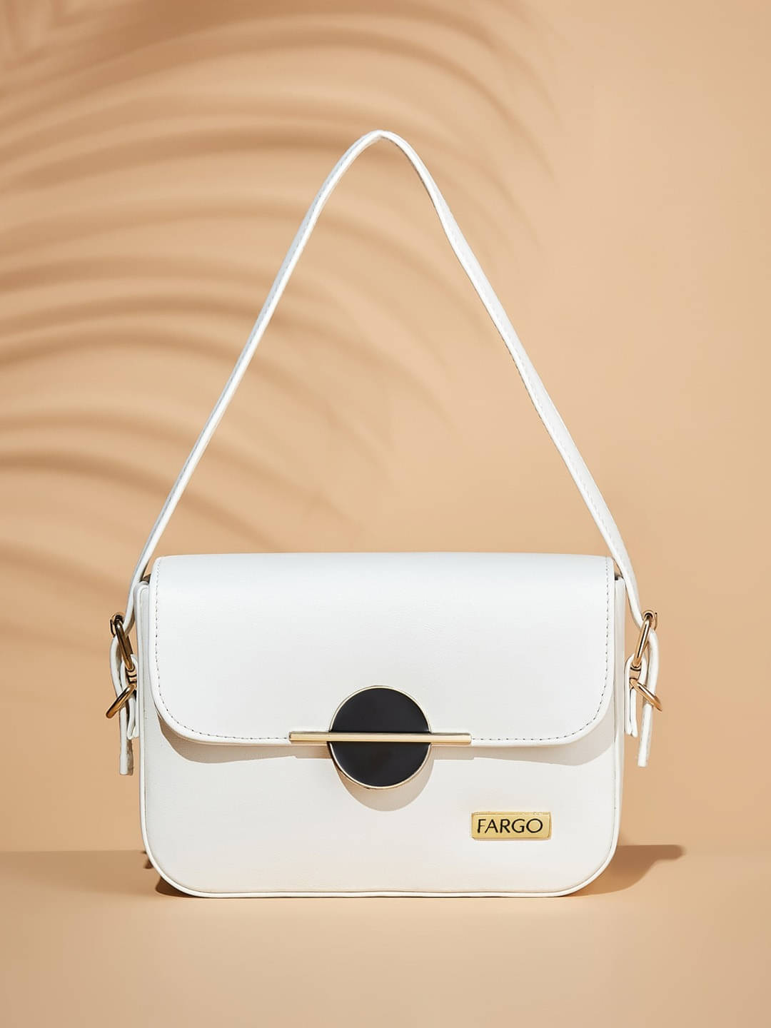     			Fargo White PU Shoulder Bag