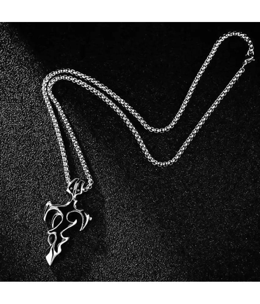     			Fashion Frill Silver Chain For Men Stainless Steel Vintage Black Tribal Sword Pendant Chain For Men Boys Girls Love Gifts Mens Jewellery