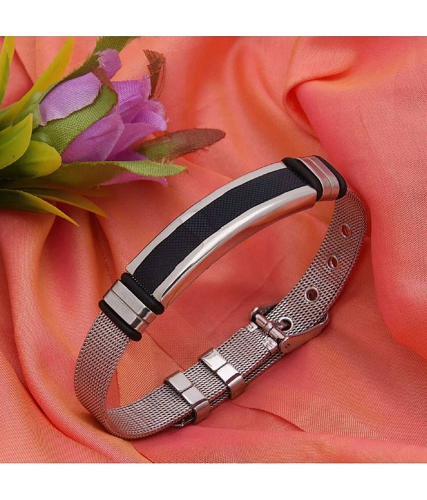 Fashion Frill Stylish Silver Chain For Men Stainless Steel Compass Silver Chain Pendant With Silver Bracelet For Men Boys Jewellery Combo