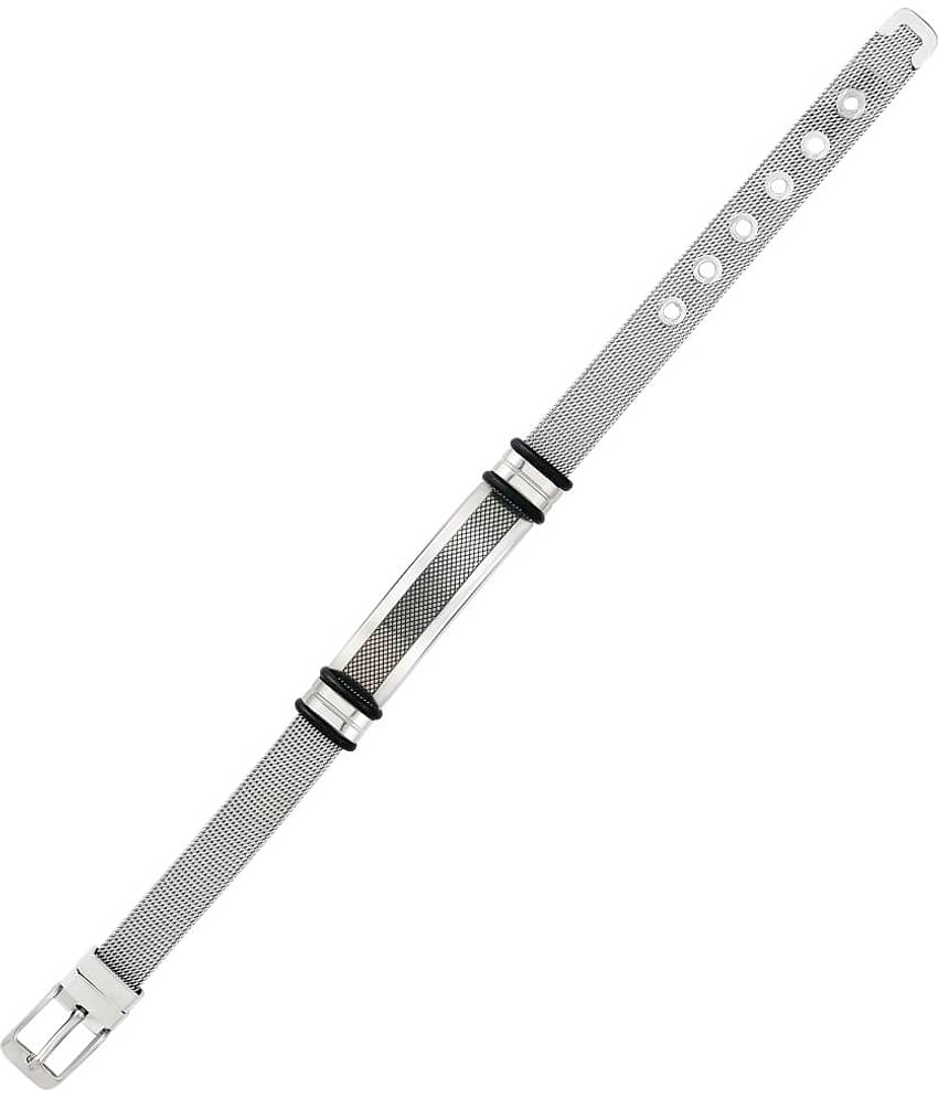 Fashion Frill Stylish Silver Chain For Men Stainless Steel Compass Silver Chain Pendant With Silver Bracelet For Men Boys Jewellery Combo