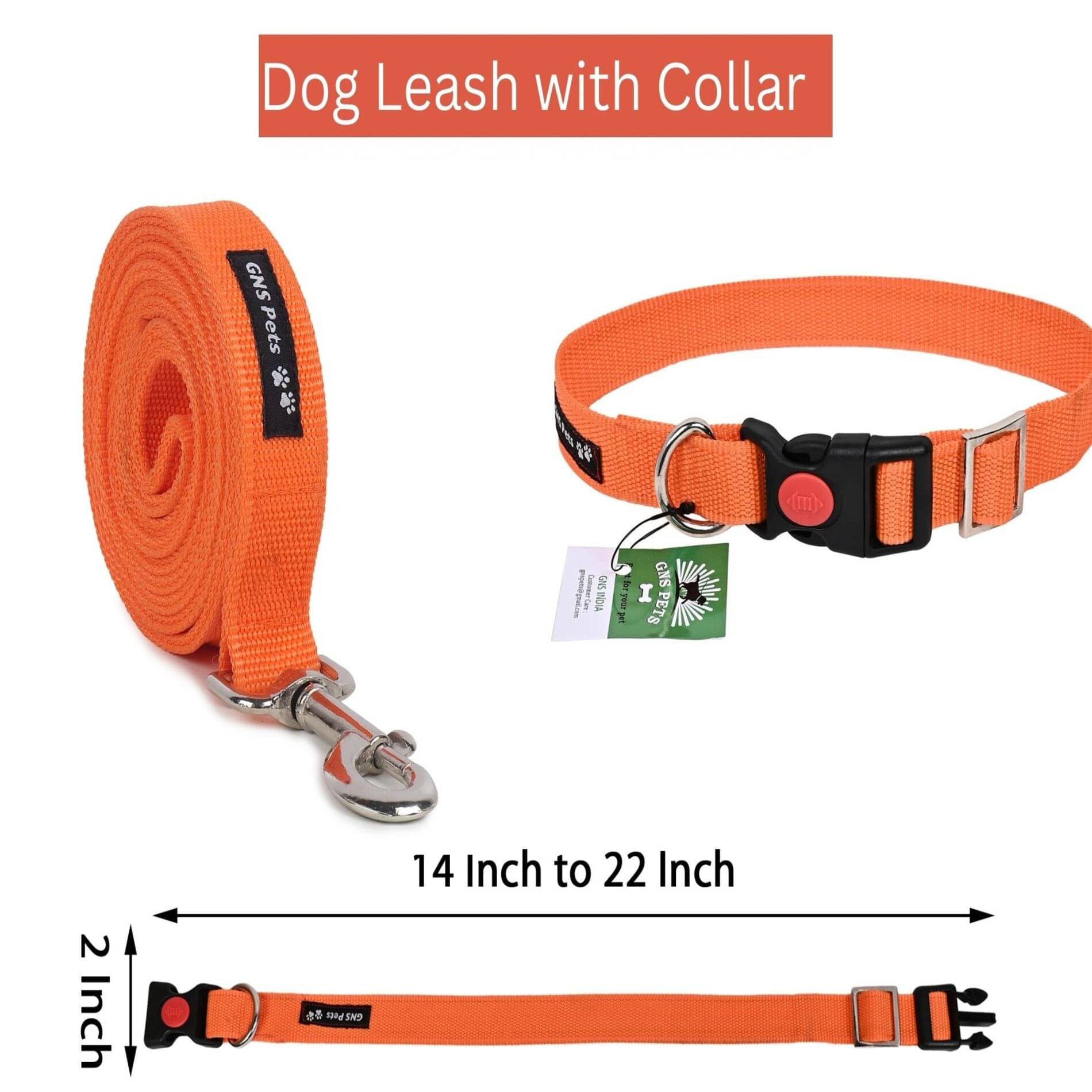     			GNS PETS Orange Combo (Collar Belt and Leash) ( Medium )