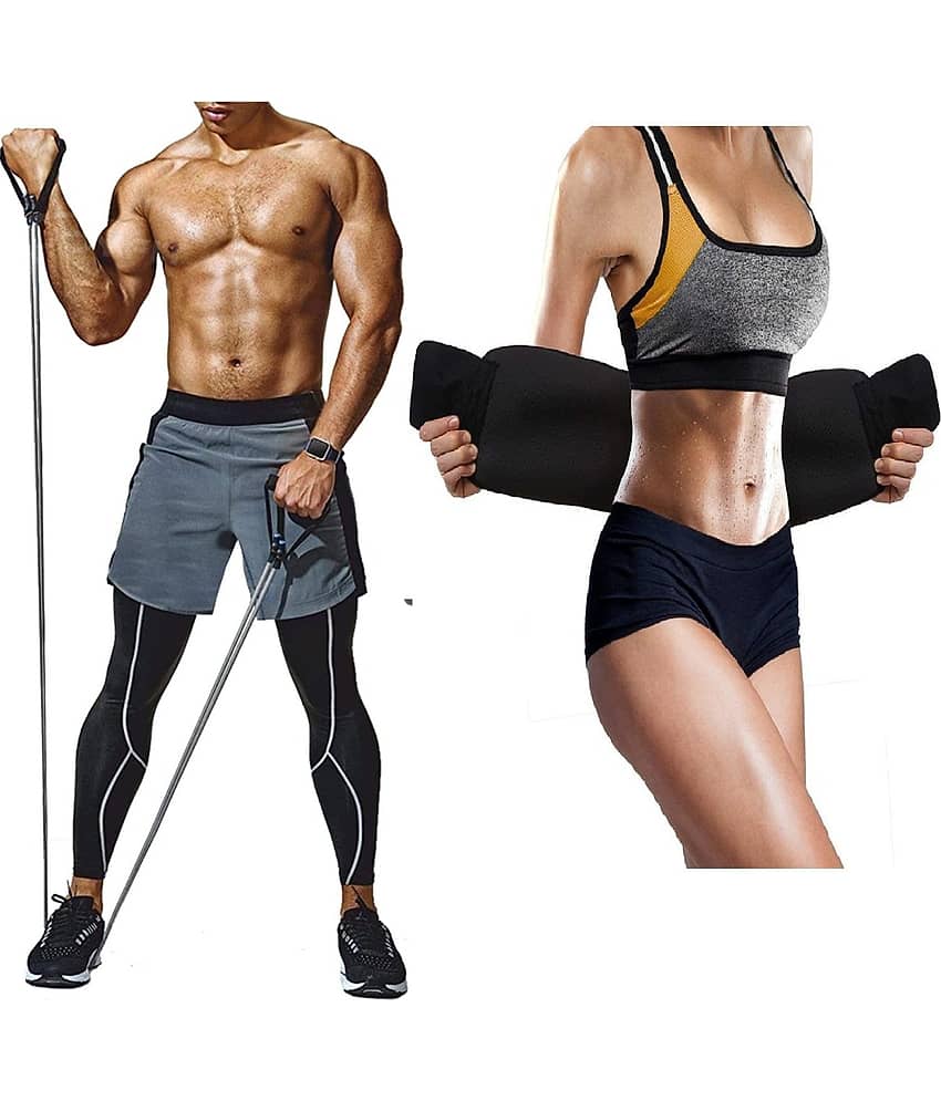 HORSE FIT Combo Pack Belt & Double Toning Resistance Band Tube Heavy Quality for Fat Loss, Tummy Trimming, for Both Men and Women( Belt & Toning Tube) Black - Sports and Fitness Equipment | Buy online on ZillyBuy
