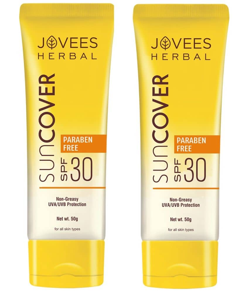 Jovees Herbal Sandalwood Natural Sun Cover SPF 30 UVA/UVB Protection, 50gm (Pack of 2)