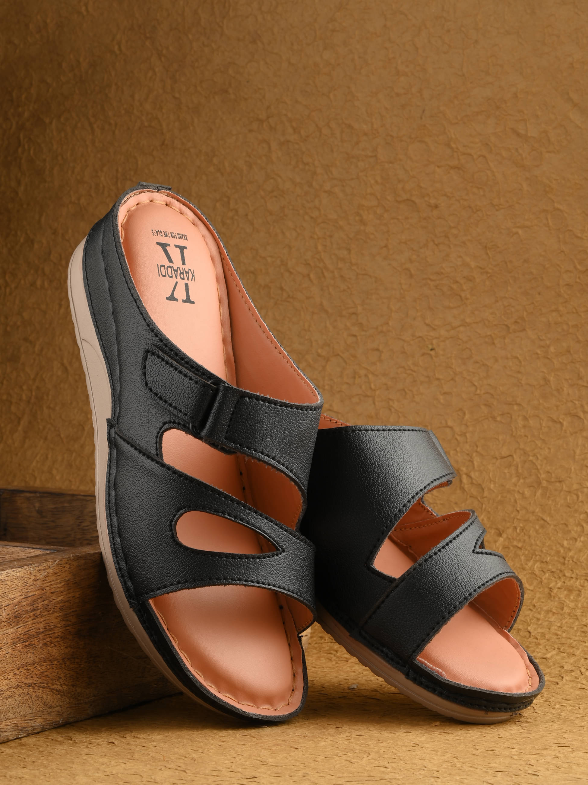     			KARADDI Black Women's Flats