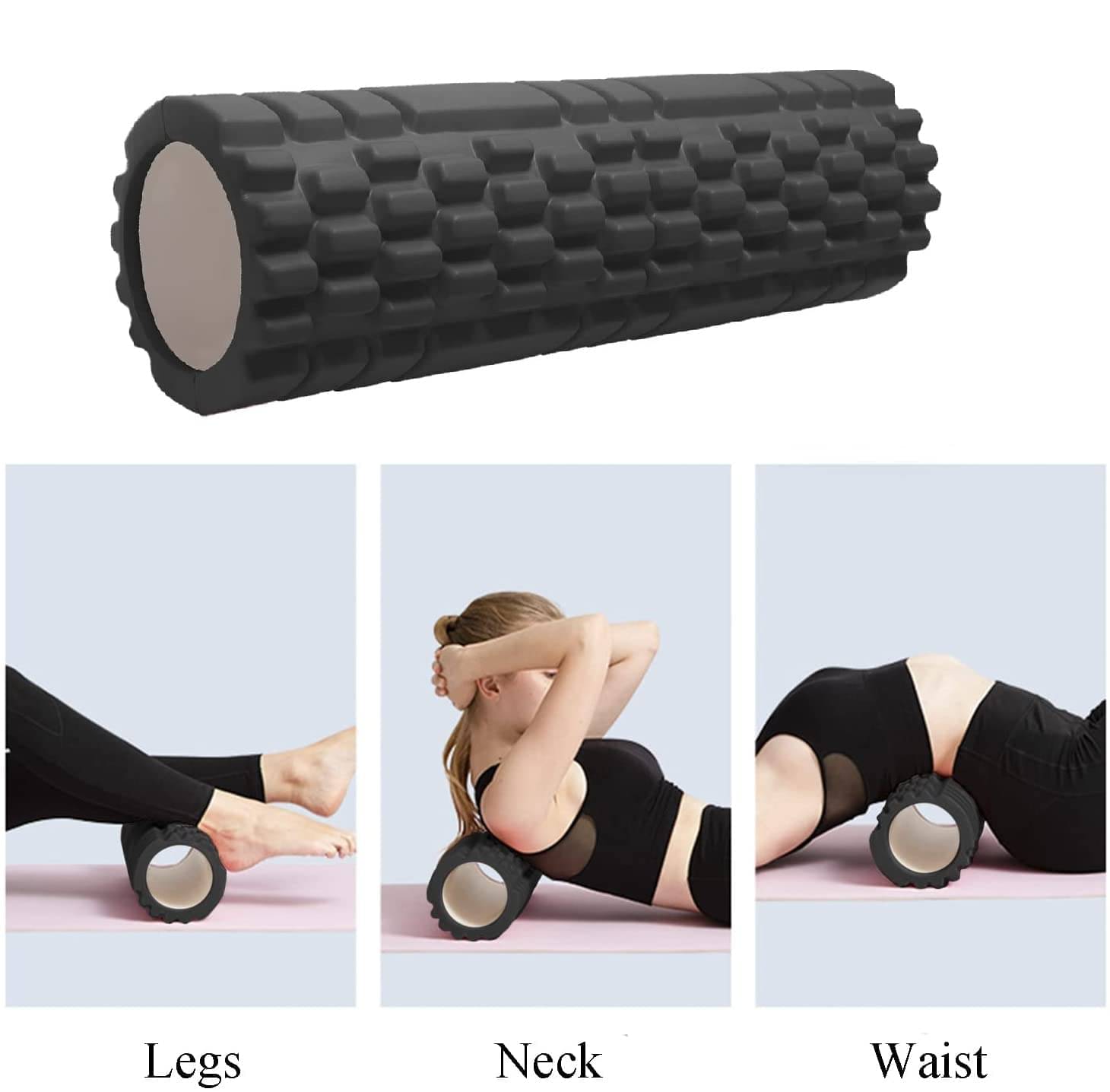     			Massage Foam Roller Therapy Yoga Gym Physio Injury Foam Roller (Black) Pack of 1