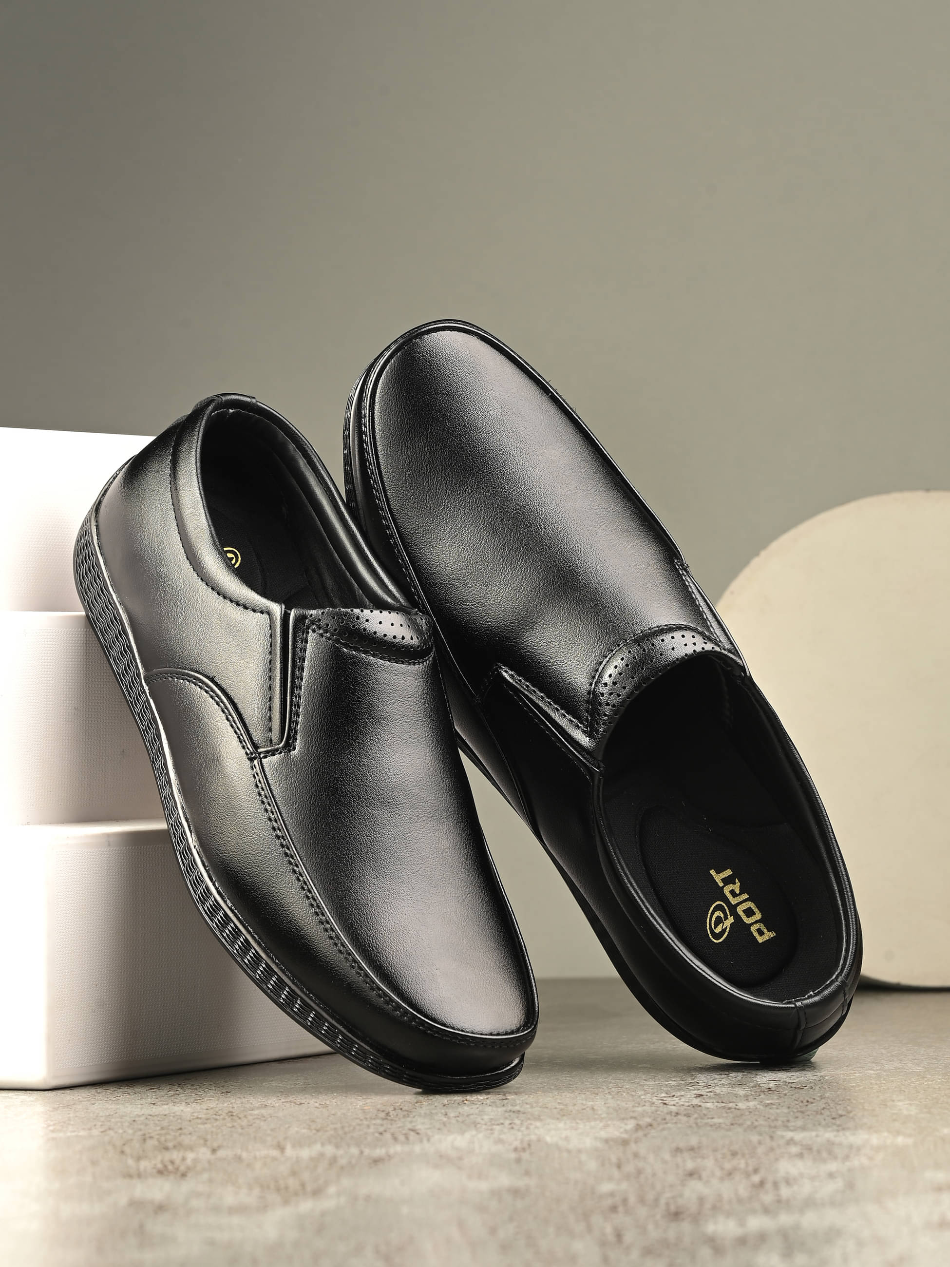 Port Black Men's Slip On Formal Shoes     			Port Black Men's Slip On Formal Shoes