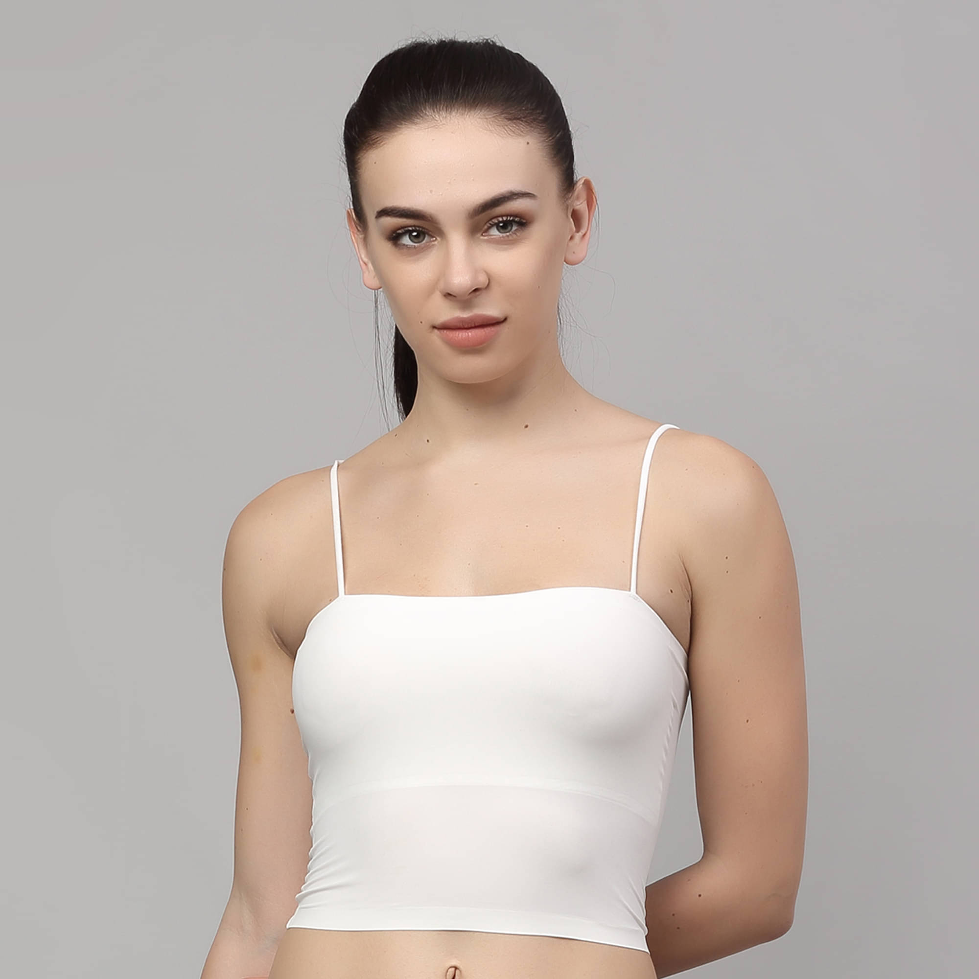 PrettyCat Polyester Lightly Padded Women's Cami bra ( White ) PC-SB-6032-WHT PrettyCat Polyester Lightly Padded Women's Cami bra ( White ) PC-SB-6032-WHT