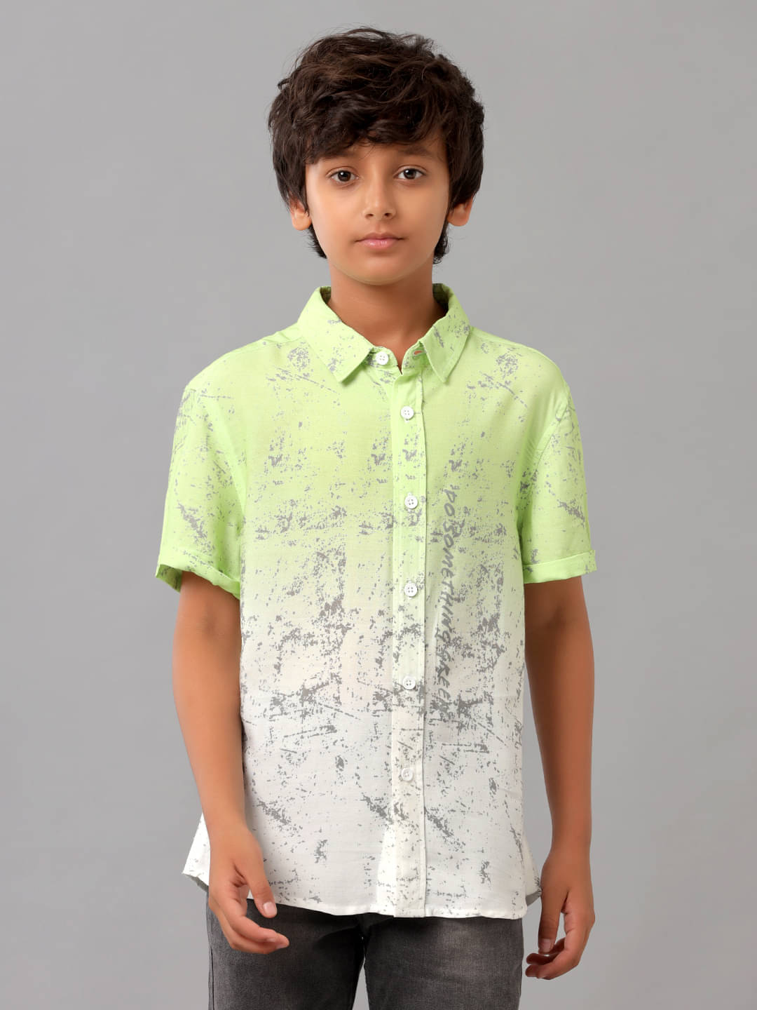    			Under Fourteen Only Pack of 1 Boys Rayon Half Sleeves Shirt ( Green )
