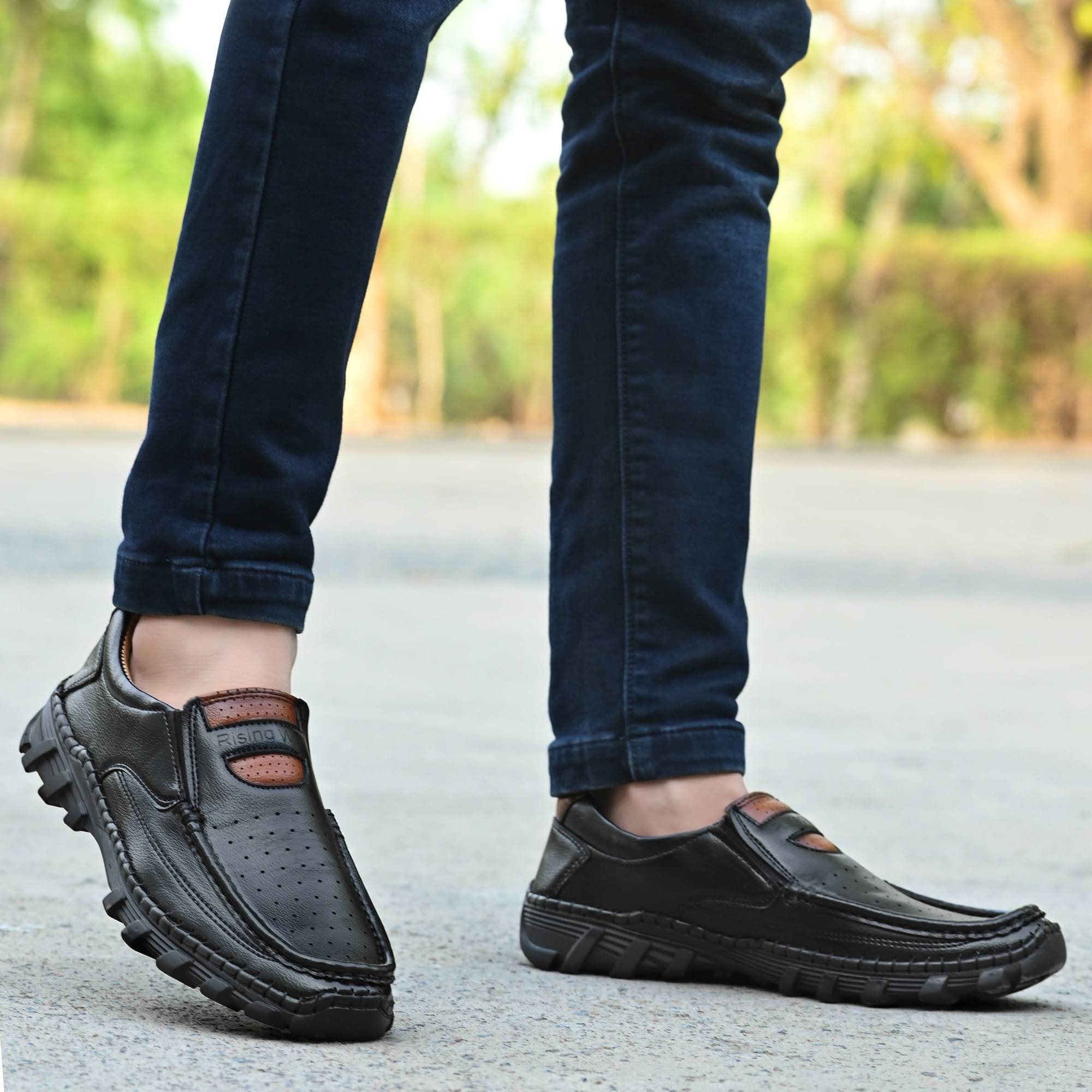 Rising Wolf 7088-Black Black Men's Slip-on Shoes Rising Wolf 7088-Black Black Men's Slip-on Shoes