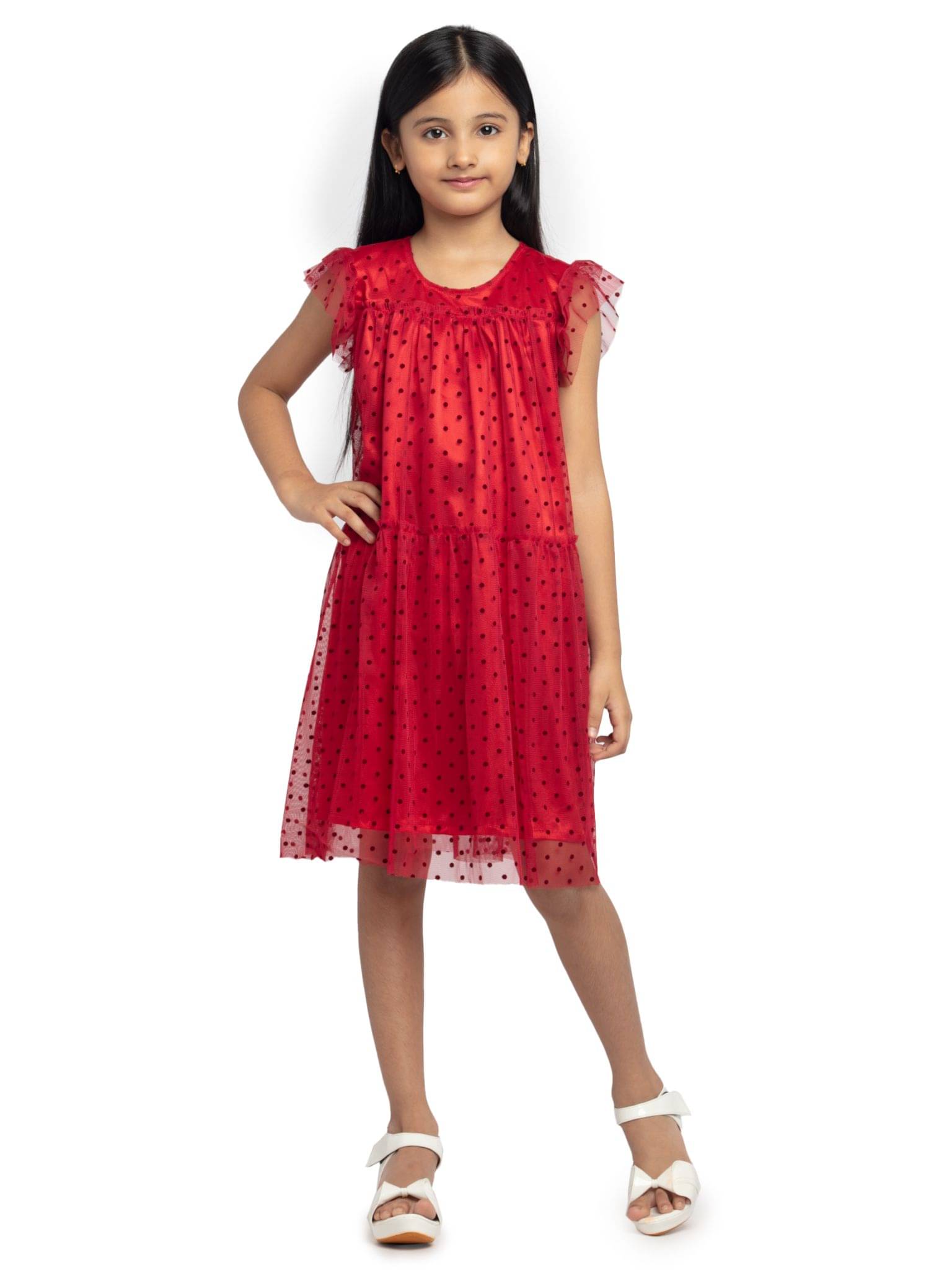 Under Fourteen Only Polyester Frock For Girls ( Pack of 1 , Red ) Under Fourteen Only Polyester Frock For Girls ( Pack of 1 , Red )