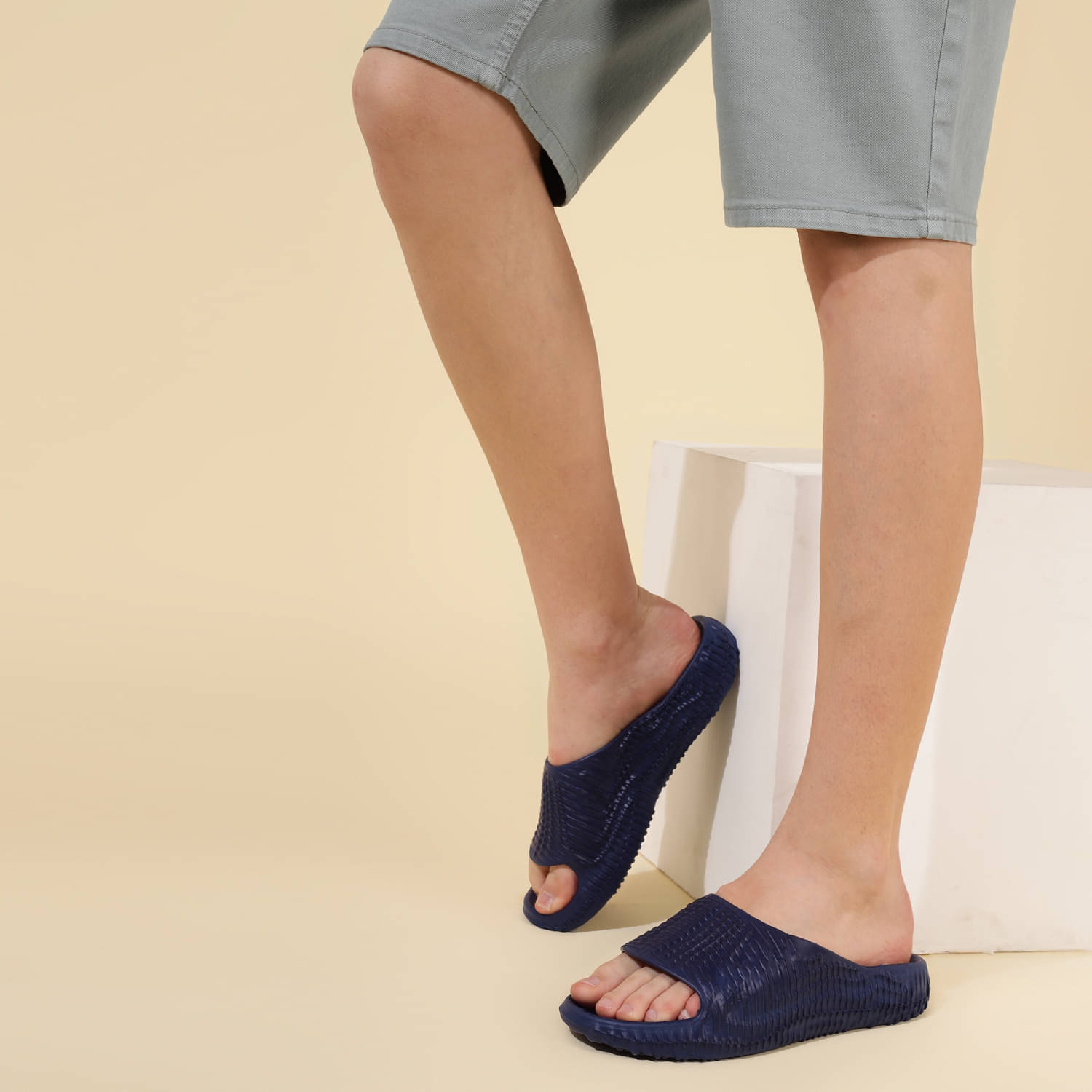     			Yoho Navy Men's Slide Flip Flop