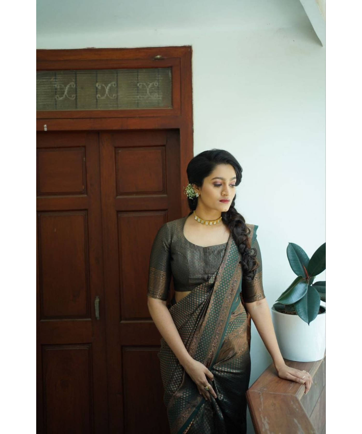 Aadvika Banarasi Silk Printed Saree With Unstitched Blouse Piece ( Green ) Aadvika Banarasi Silk Printed Saree With Unstitched Blouse Piece ( Green )