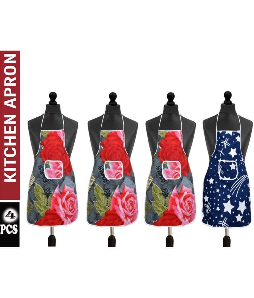 Aazeem Cotton Blend Printed Kitchen Apron with 1 Center Pocket ( Pack of 4 ) Aazeem Cotton Blend Printed Kitchen Apron with 1 Center Pocket ( Pack of 4 )