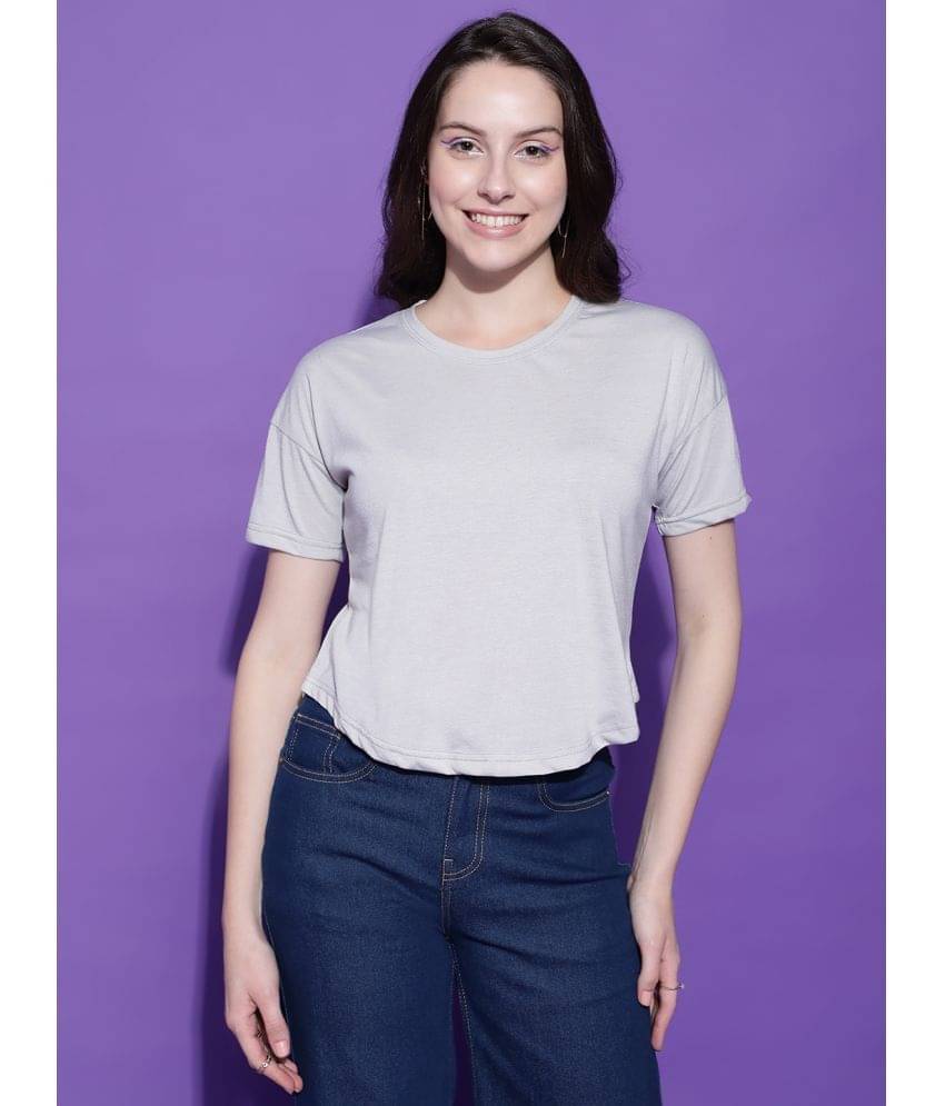 EPPE Women Cotton Blend Solid Regular Fit Round Neck T-Shirt ( Light Grey ) EPPE Women Cotton Blend Solid Regular Fit Round Neck T-Shirt ( Light Grey )
