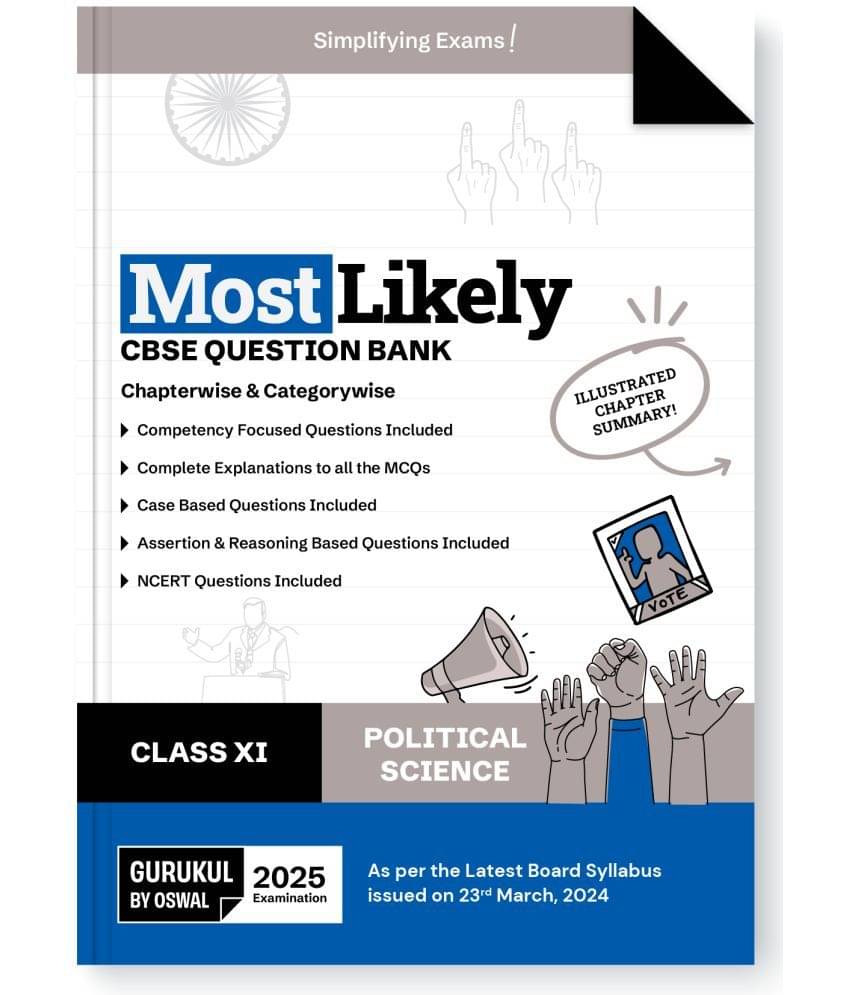 Gurukul By Oswal Political Science Most Likely CBSE Question Bank for Class 11 Exam 2025 - Chapterwise & Categorywise, Competency Focused Qs, NCERT Qs Gurukul By Oswal Political Science Most Likely CBSE Question Bank for Class 11 Exam 2025 - Chapterwise & Categorywise, Competency Focused Qs, NCERT Qs