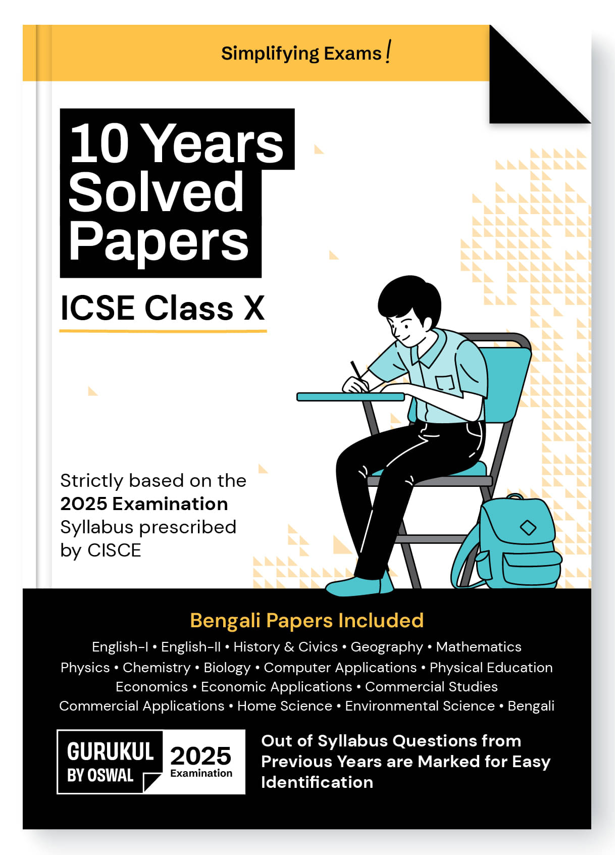     			Gurukul by Oswal 10 Years Solved Papers for ICSE 10 Exam 2025 - Comprehensive Handbook of 17 Subjects (Bengali Included), Yearwise Board Solutions, La