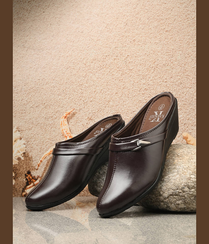 KARADDI Brown Women's Mules Heels - Heels | Buy online on ZillyBuy
