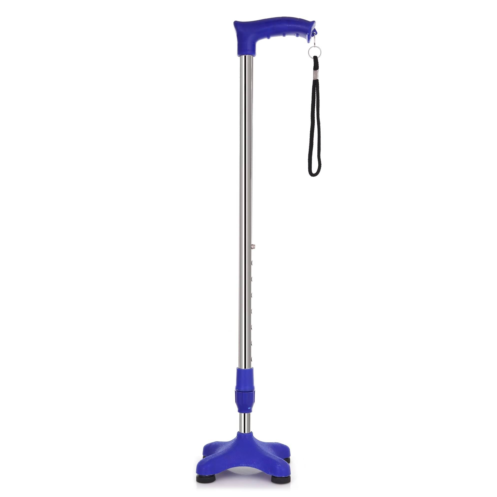 KDS SURGICAL 4 Leg Quadripod Chrome Black Pvc Height Adjustable Walking Sticks KDS SURGICAL 4 Leg Quadripod Chrome Black Pvc Height Adjustable Walking Sticks