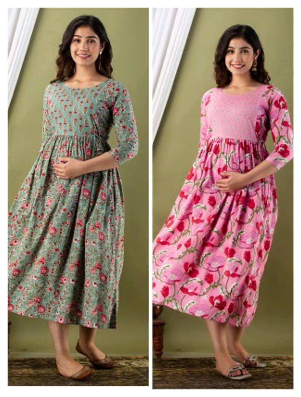 Nevisha Style Multi Color Cotton Maternity Kurta Pack of 2