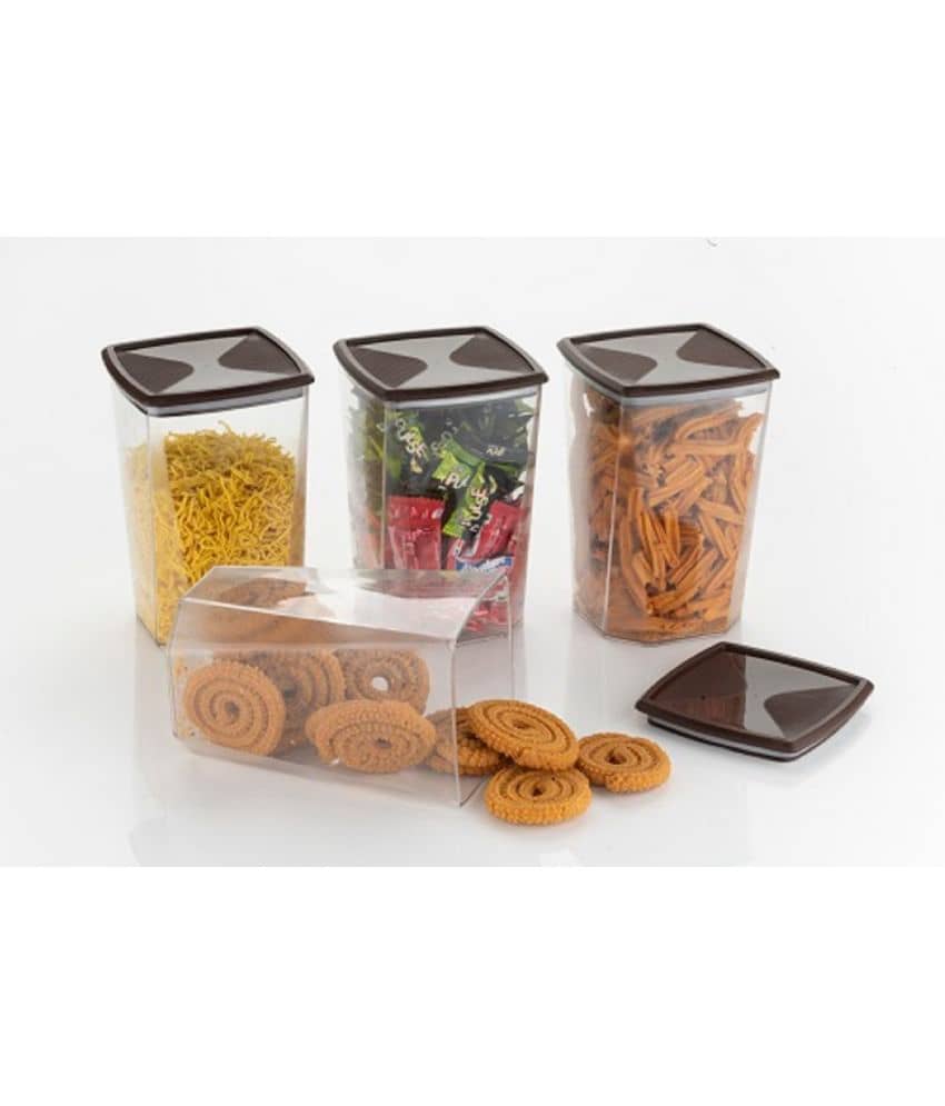 OFFYX Diamond Container Plastic Brown Multi-Purpose Container ( Set of 4 )